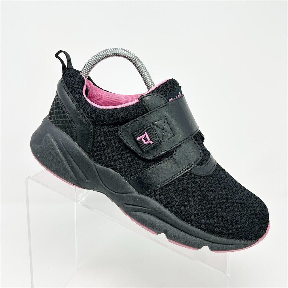 Propét Stability X Strap Walking Sneakers Black/Pink Hook & Loop 8 Extra Wide